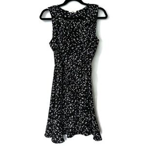 Le Lis Wrap Dress Black and White Floral Ruffle Trim Mini, Size S